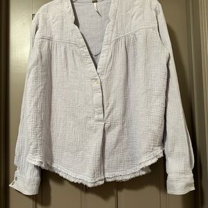Free People Textured Blouse light blue Small 100% cotton